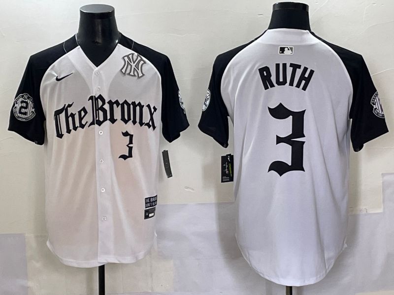 Men 2025 New York Yankees #3 Ruth White black Five generations Joint Name Nike MLB Jersey style 55
